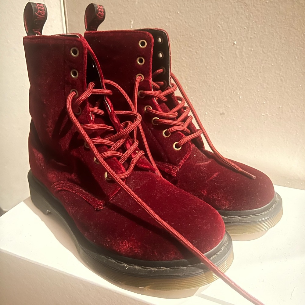 authentic red velvet Doc Marten boots size 7